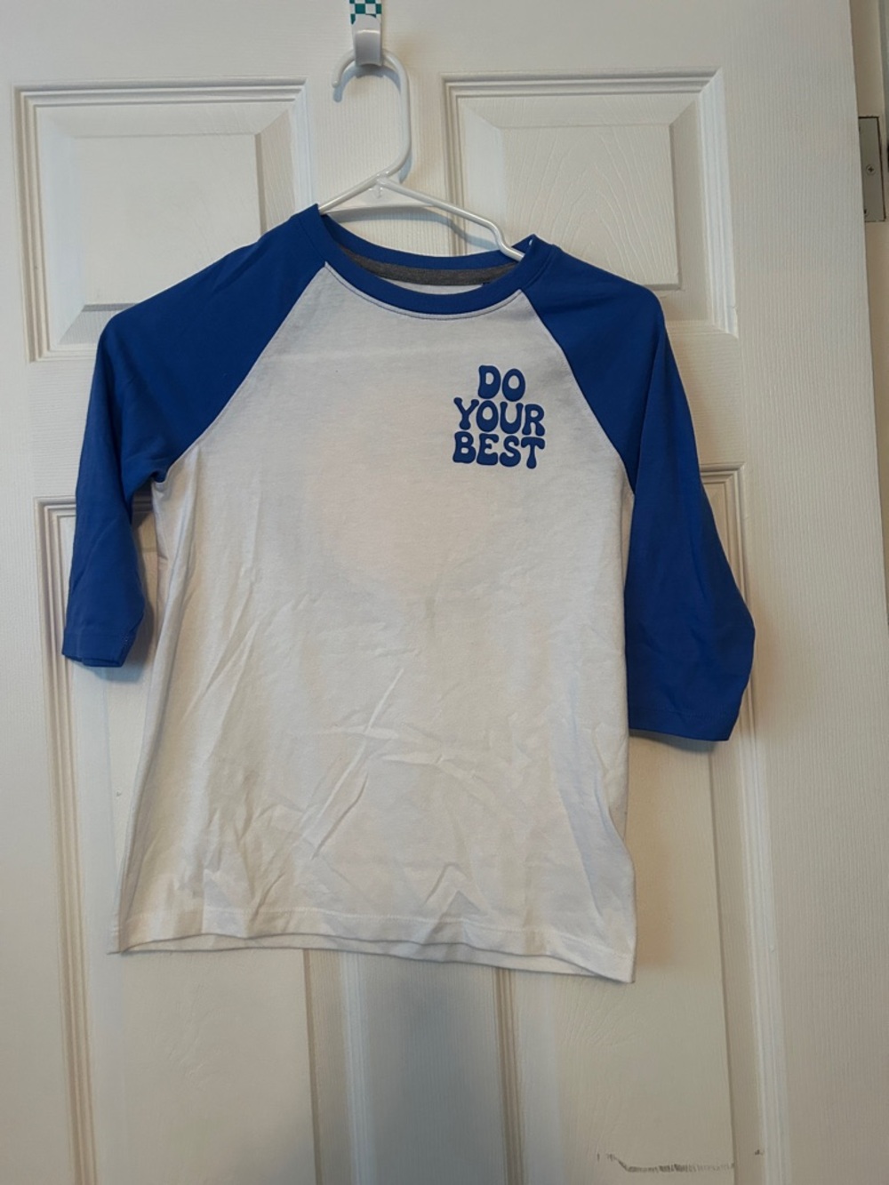 Old Navy White & Blue "Do Your Best" Raglan Long Sleeve Tee